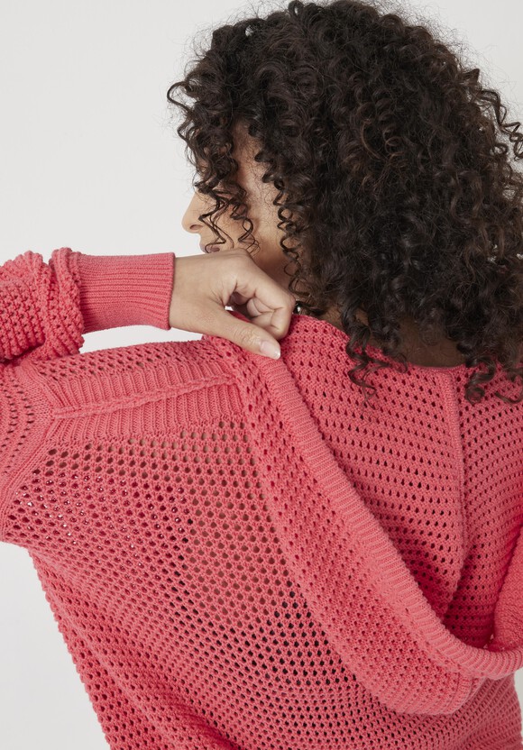 Open Stitch V Neck Hoodie