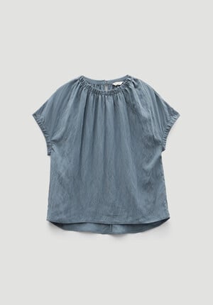 Gathered Crew Neck Short Sleeve Top