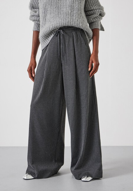 Pinstripe Wide Leg Jogger