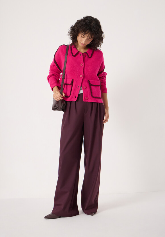 Wool Blend Whipstitch Trim Shirt Jacket