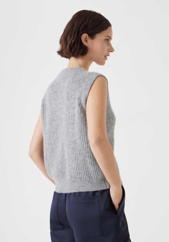 Button Through Knitted Sleeveless Cardigan