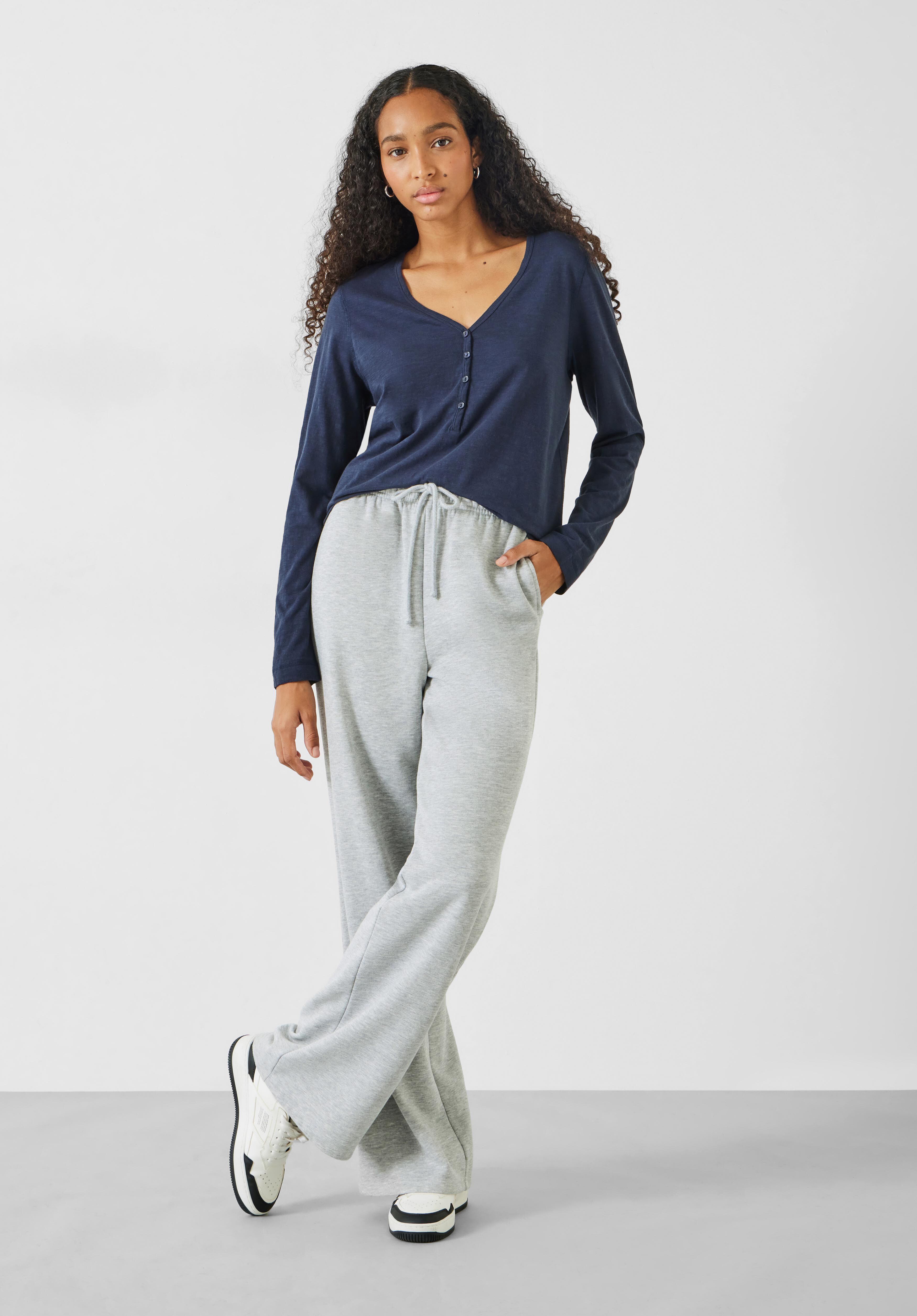Long Sleeve Henley Top Midnight Navy hush