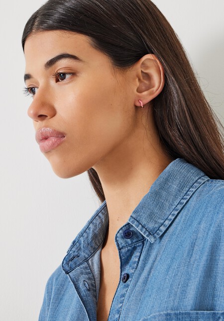 Fern Twist Enamel Huggie Earrings