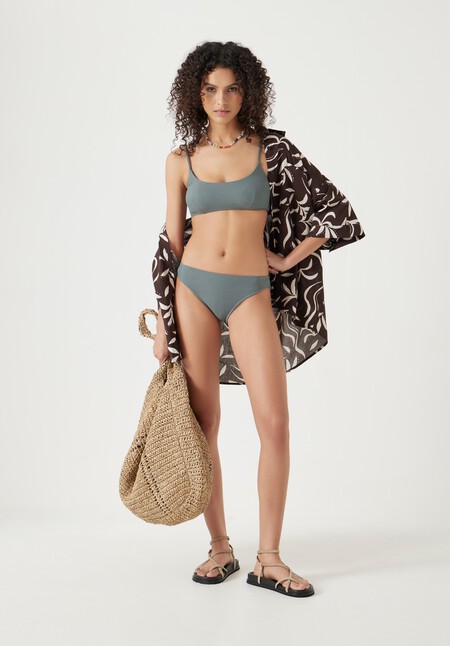 Square Neck Texture Bikini Top