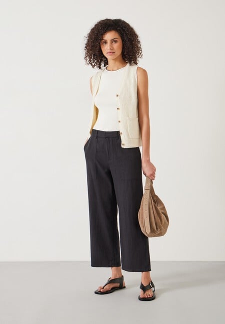 Carrie Linen Straight Cropped Trouser
