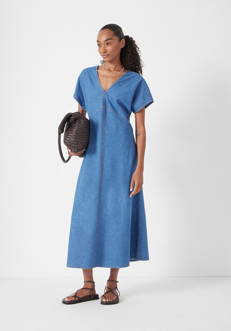 Grace V Neck Denim Dress
