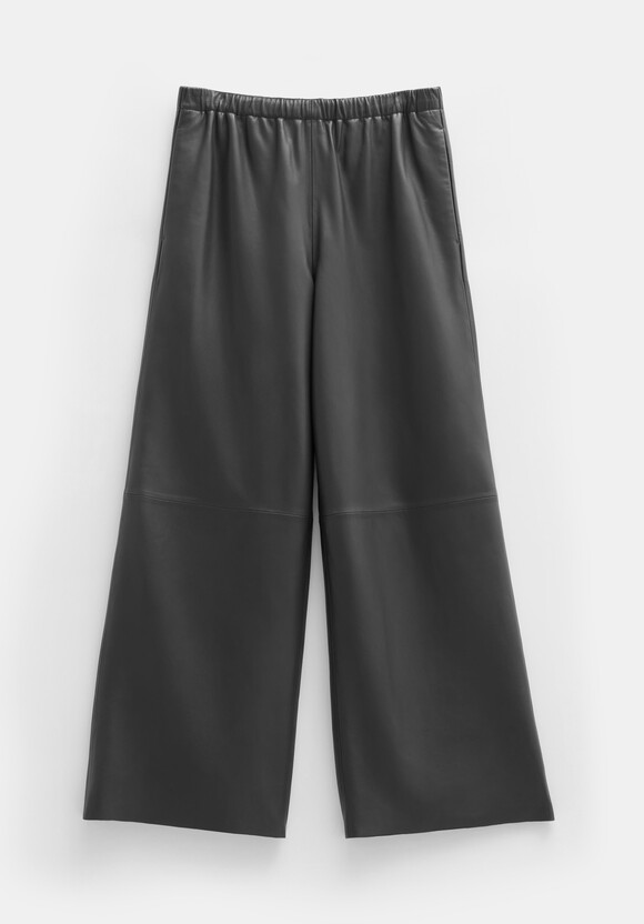 Leather Cropped Wide Leg Trousers