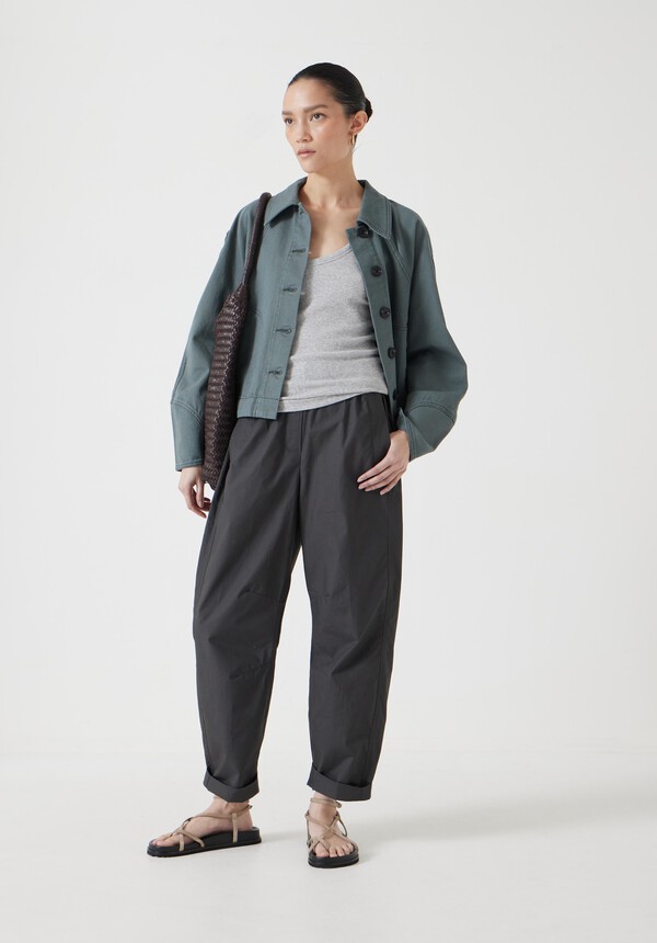 Jack Barrel Leg Pull On Lightweight Cotton Trousers