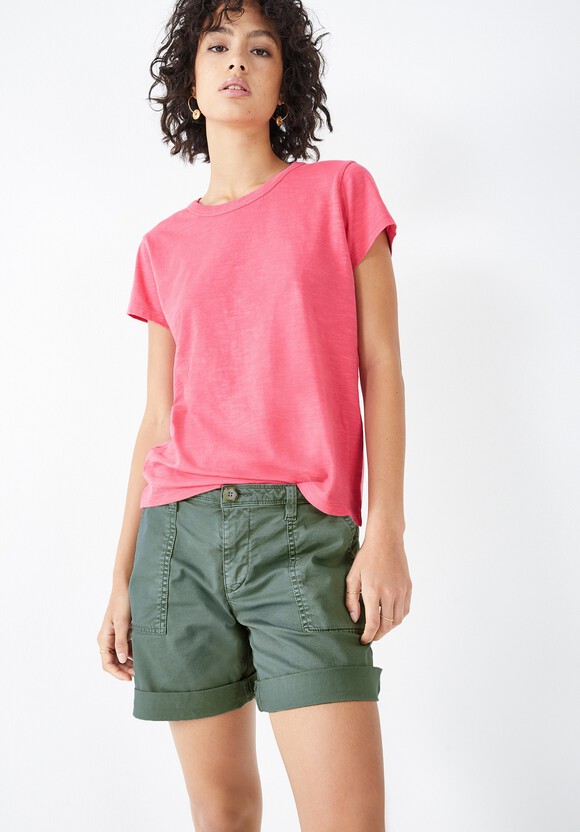 Slim Fit Slub Cotton Crew Neck T-Shirt