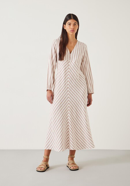 Aine Stripe Linen Blend Maxi Dress