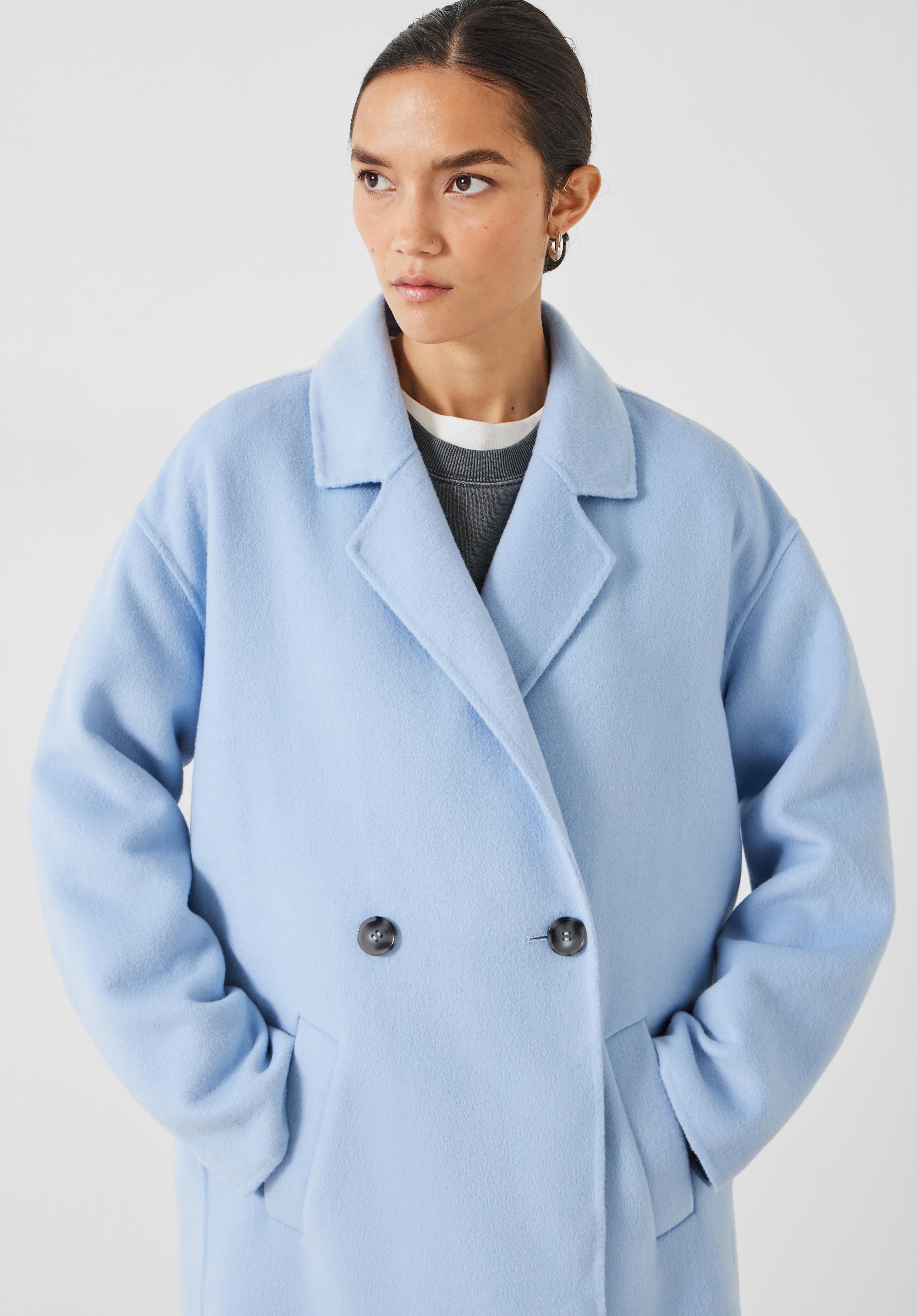 Blue wool womens coat store