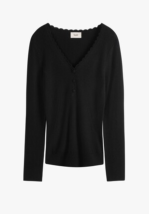 Henley Detail Ribbed Top