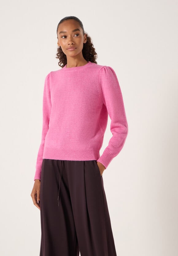 Gathered Shoulder Wool Blend Jumper