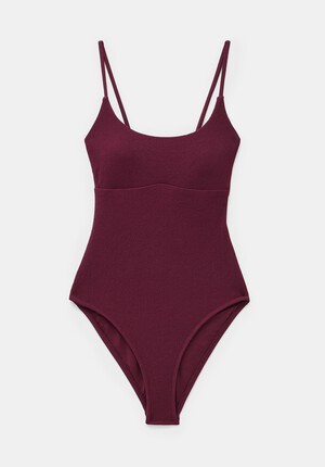 Square Neck Texture Swimsuit