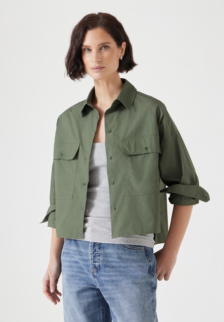 Paper Cotton Oversized Cropped Shirt