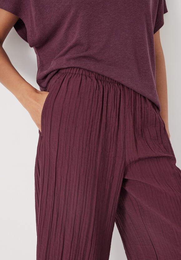 Crinkle Wide Leg Cropped Trousers