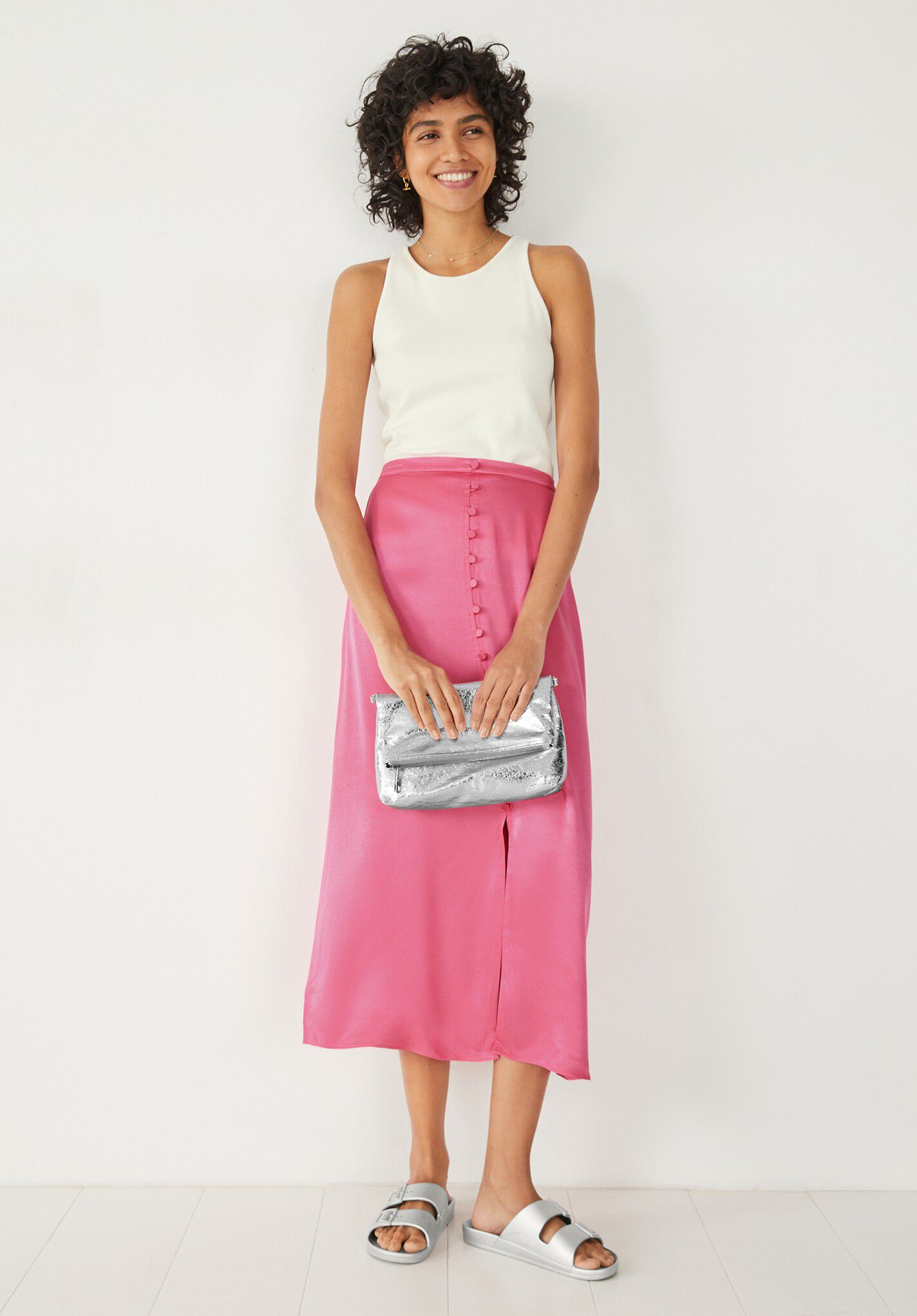Marisa Satin Midi Skirt