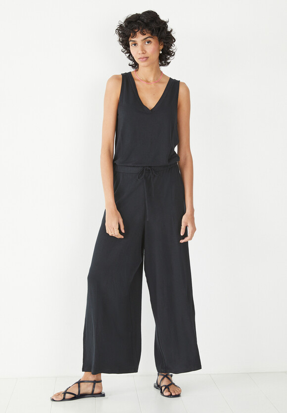 V Neck Sleeveless Jersey Jumpsuit