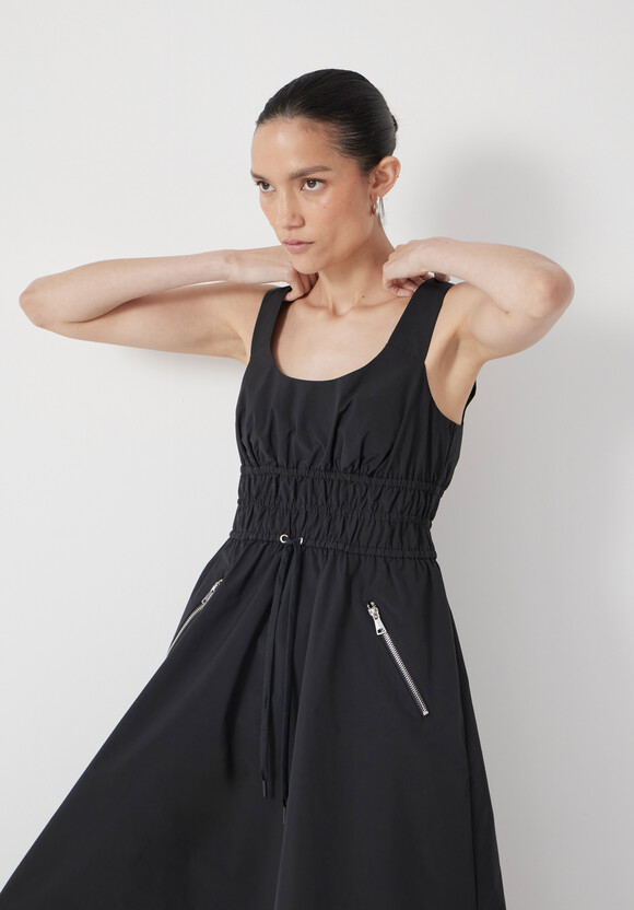 Technical Gathered Midi Dress
