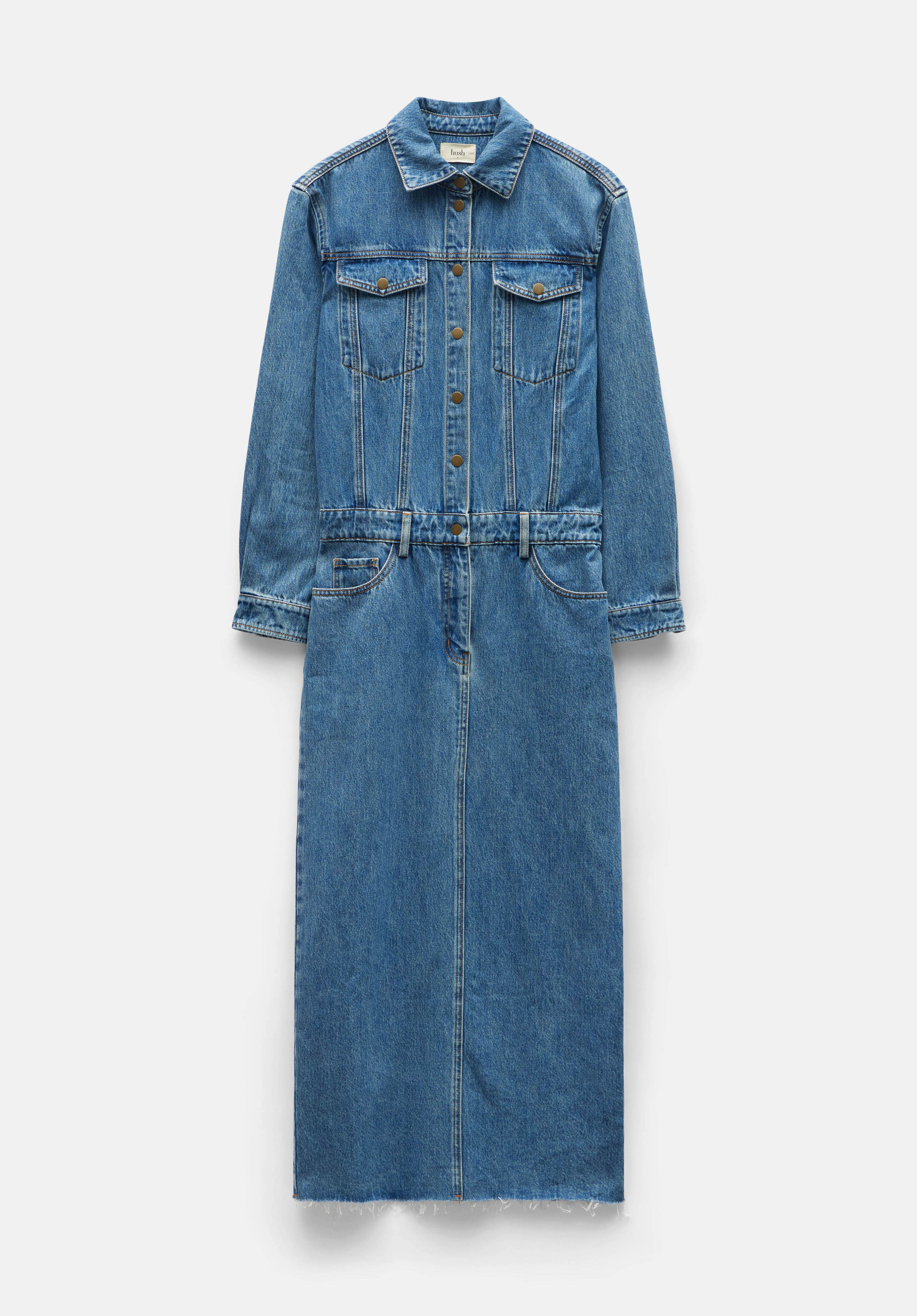 Tate Denim Maxi Shirt Dress Mid Authentic Wash hush
