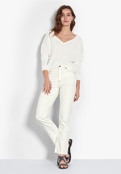 Linen-Blend V-Neck Jumper