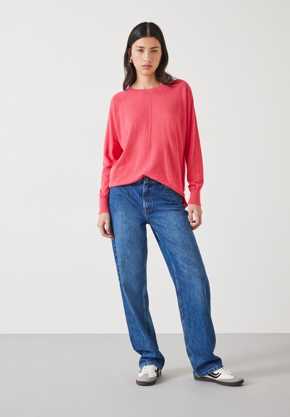 Cara Relaxed Fit Linen Crew | Pink Rouge | hush