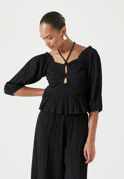 Zoe Crinkle Peplum Top