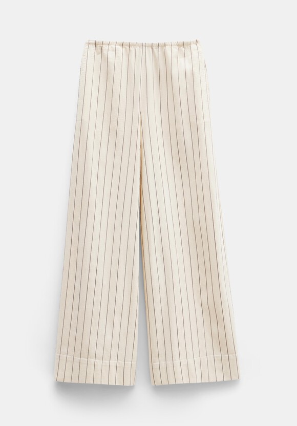 Elissia Striped Cotton Wide Leg Trousers