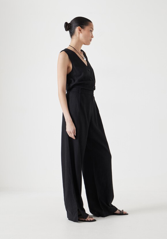 Linen Blend Waistcoat Jumpsuit