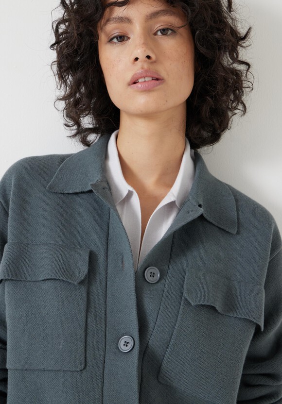 Knitted Button Through Shirt Jacket