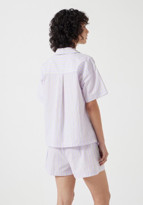 Cotton Poplin Stripe Short Pyjamas Set