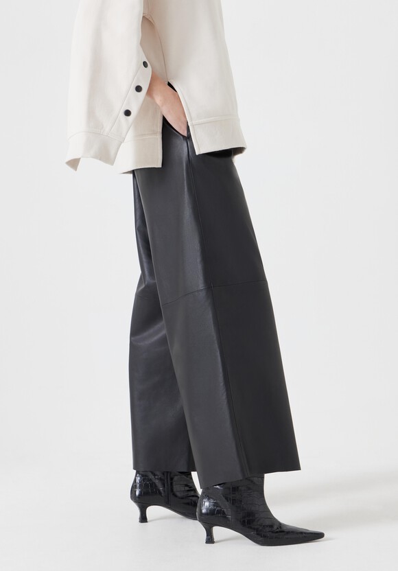 Leather Cropped Wide Leg Trousers
