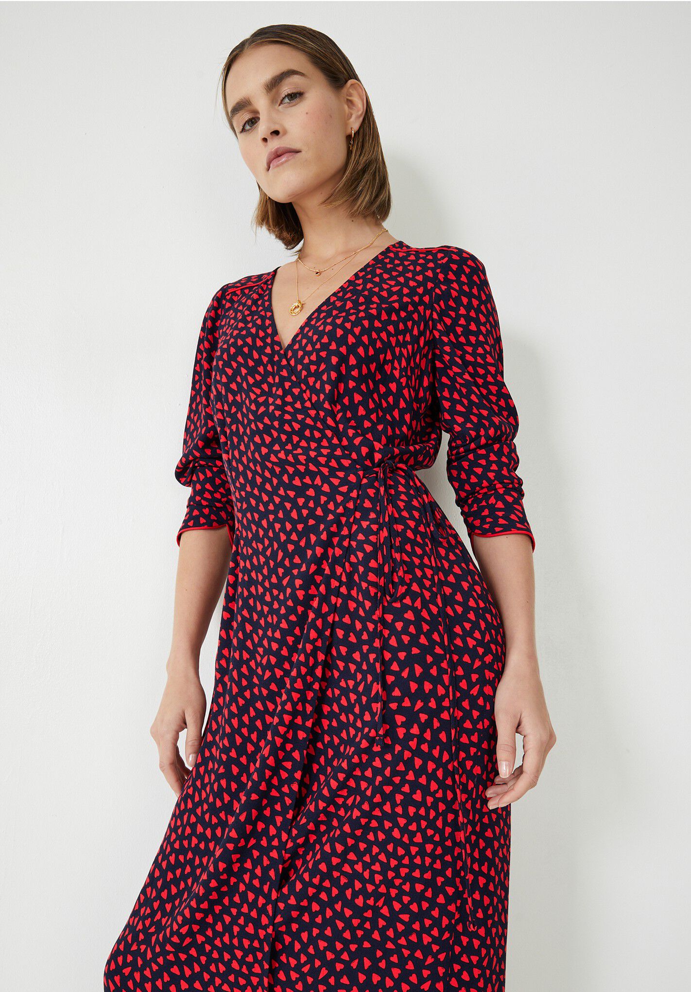 Oasis heart print wrap dress best sale