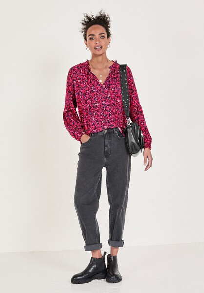Keily Balloon-Sleeve Blouse