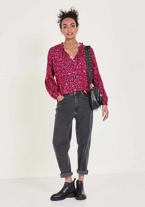 Keily Balloon-Sleeve Blouse