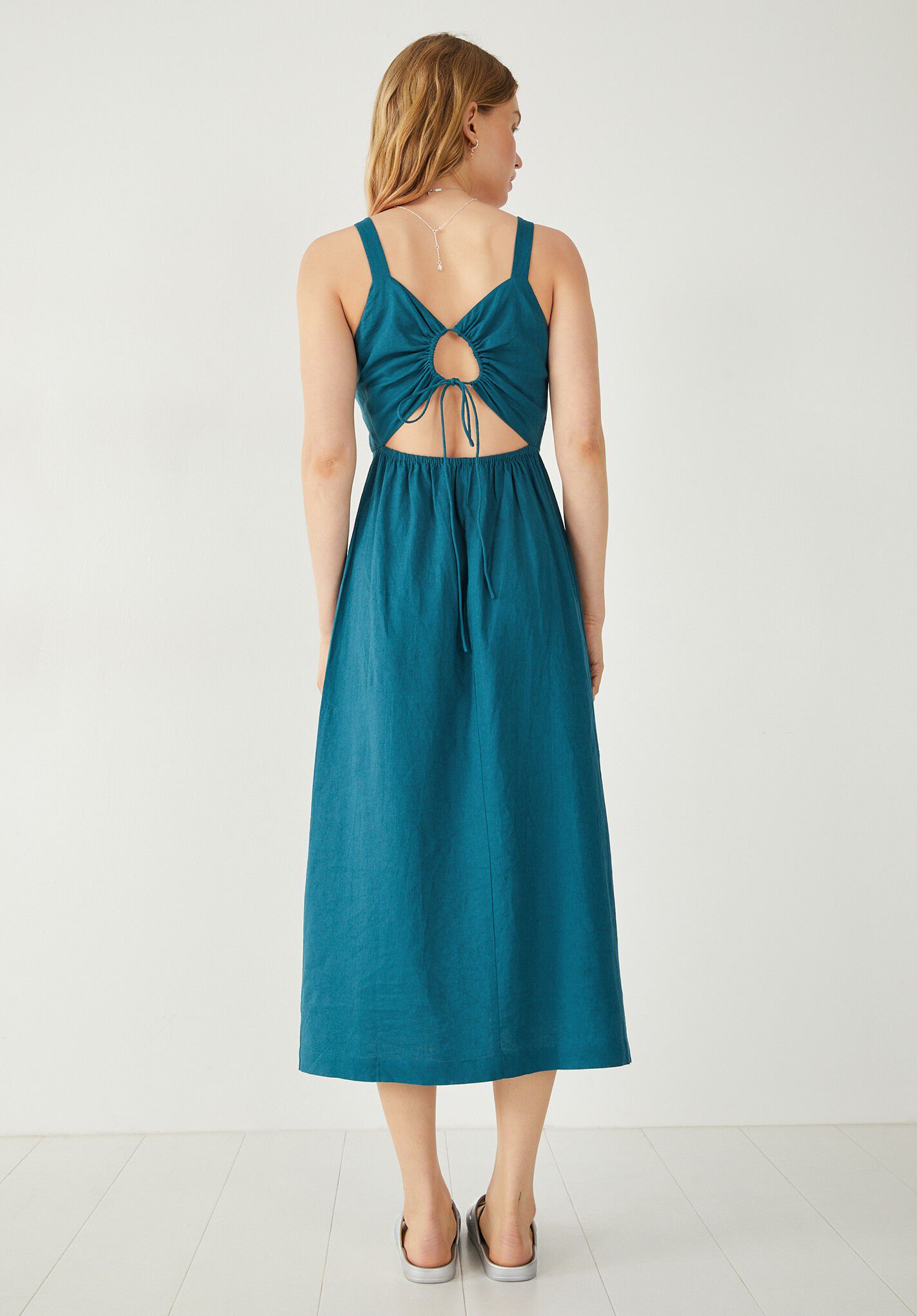 Linen midi dress uk online