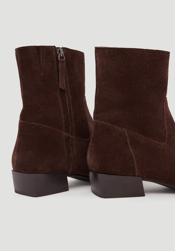 Suede Square-Toe Boots