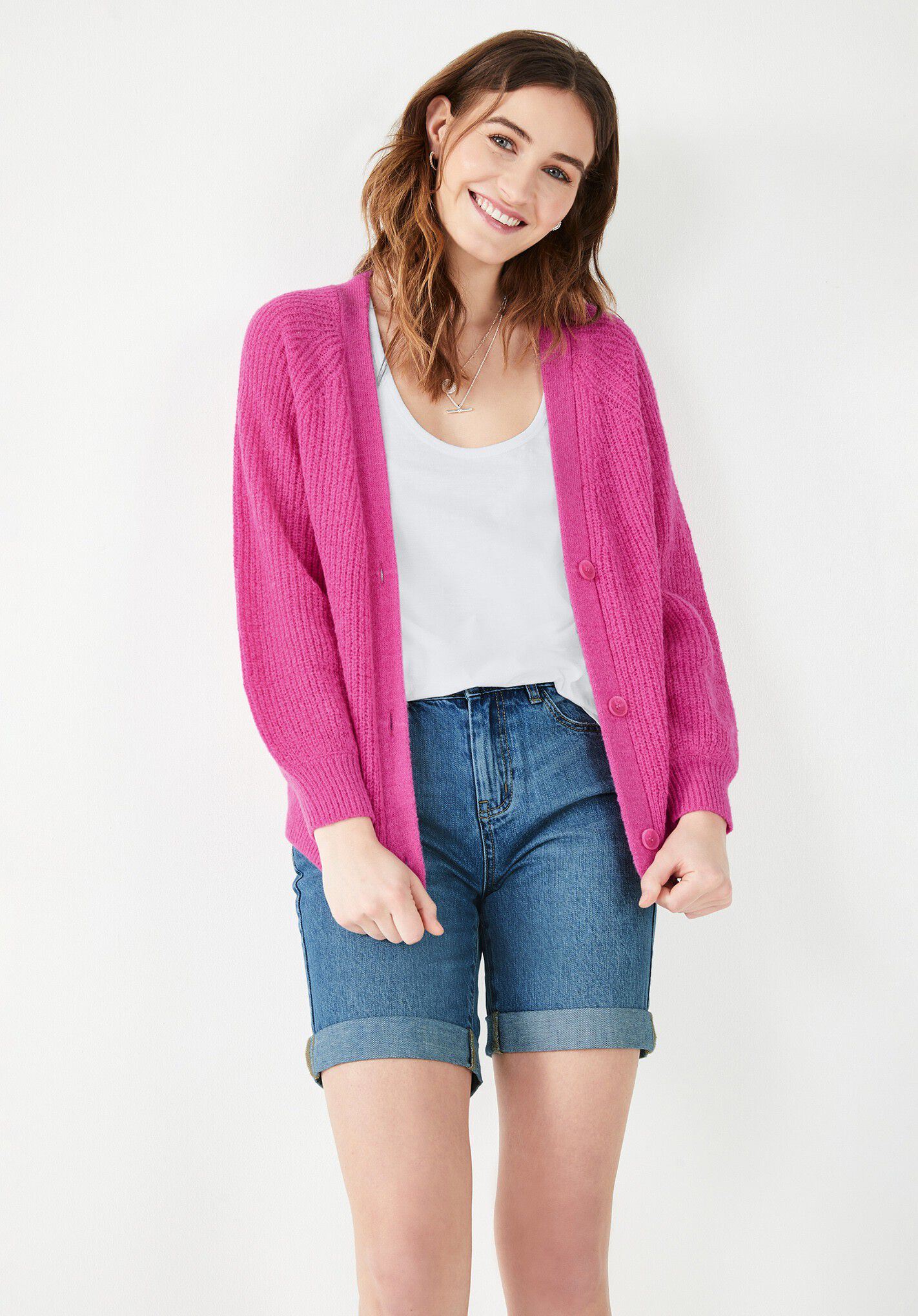 Deep pink cardigan discount