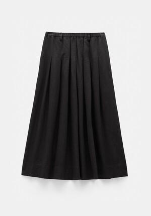 Ivy Pleated Linen Blend Midi Skirt