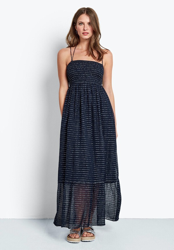 Metallic Shirred Dress