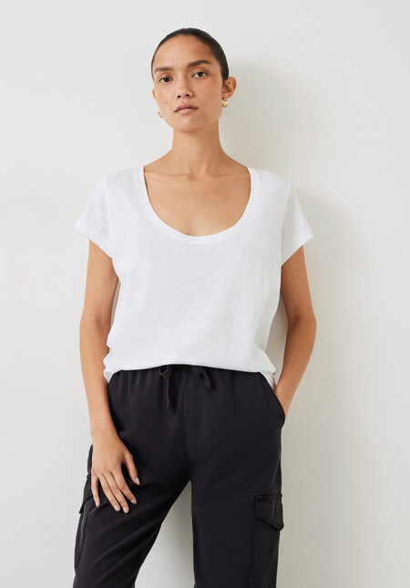 Hari Scoop Neck Cotton Slub T-Shirt