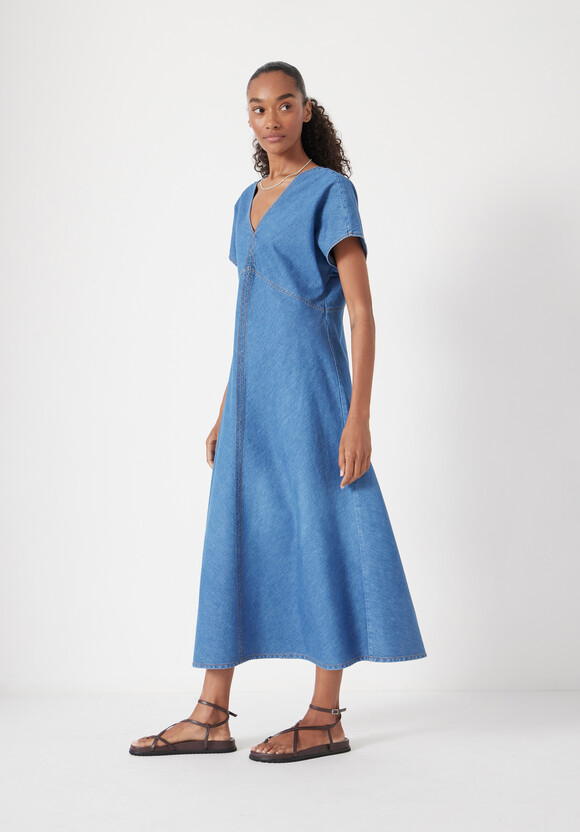 Grace V Neck Denim Dress