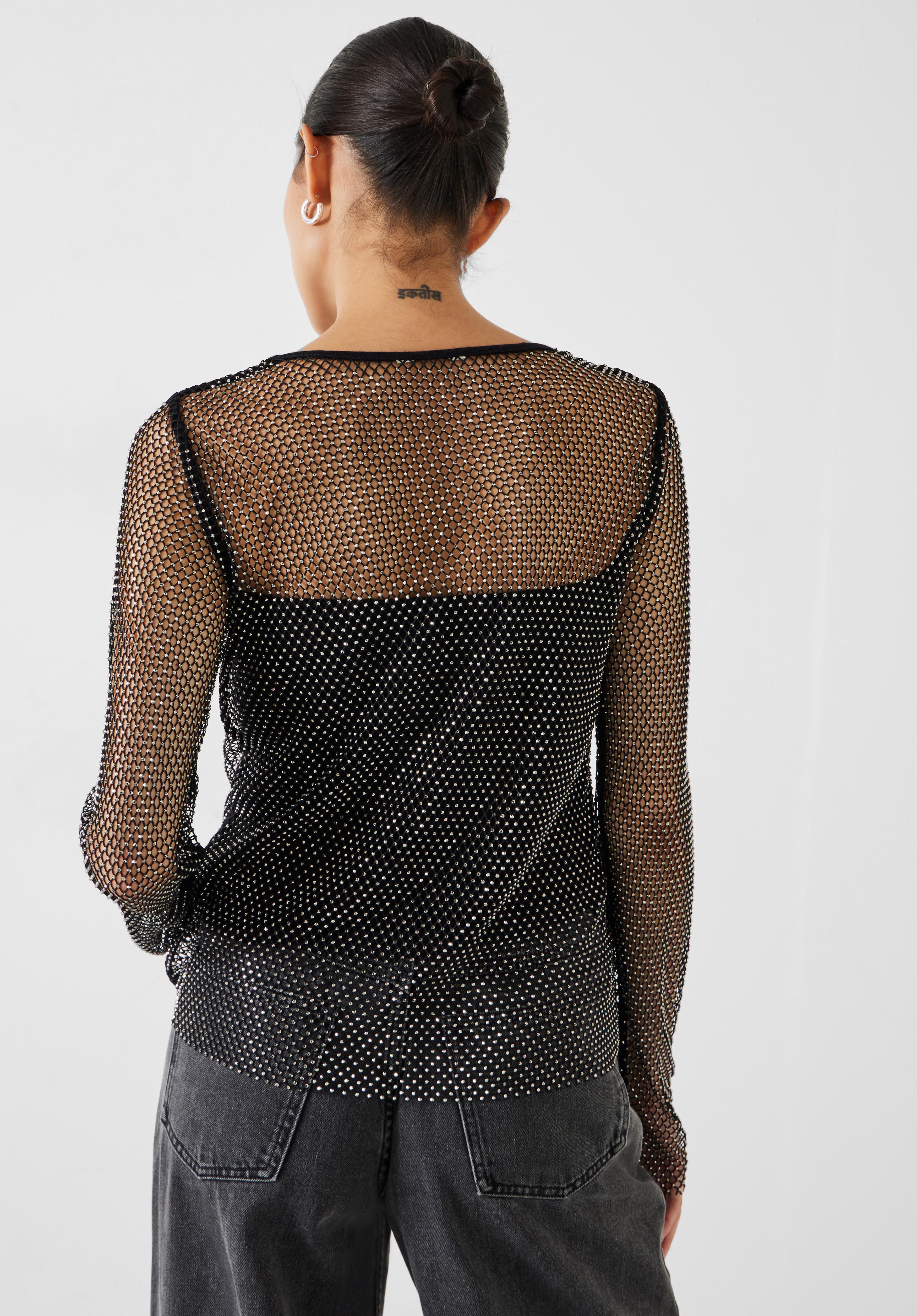 Sparkly black discount mesh top