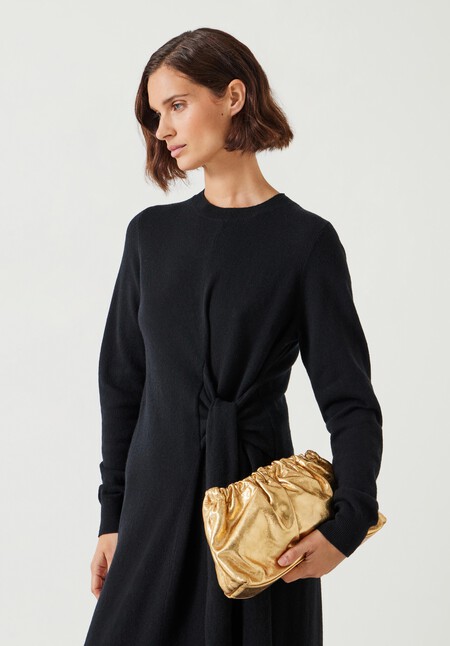 Reva Ruched Leather Clutch Bag