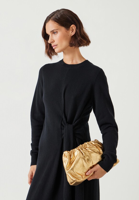 Reva Ruched Leather Clutch Bag