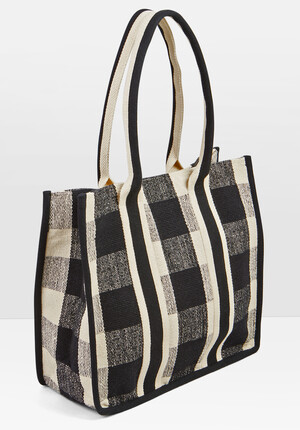 Gigi Check Textile Tote Bag