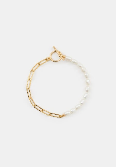 Hadley Hammered Pearl Chain Bracelet