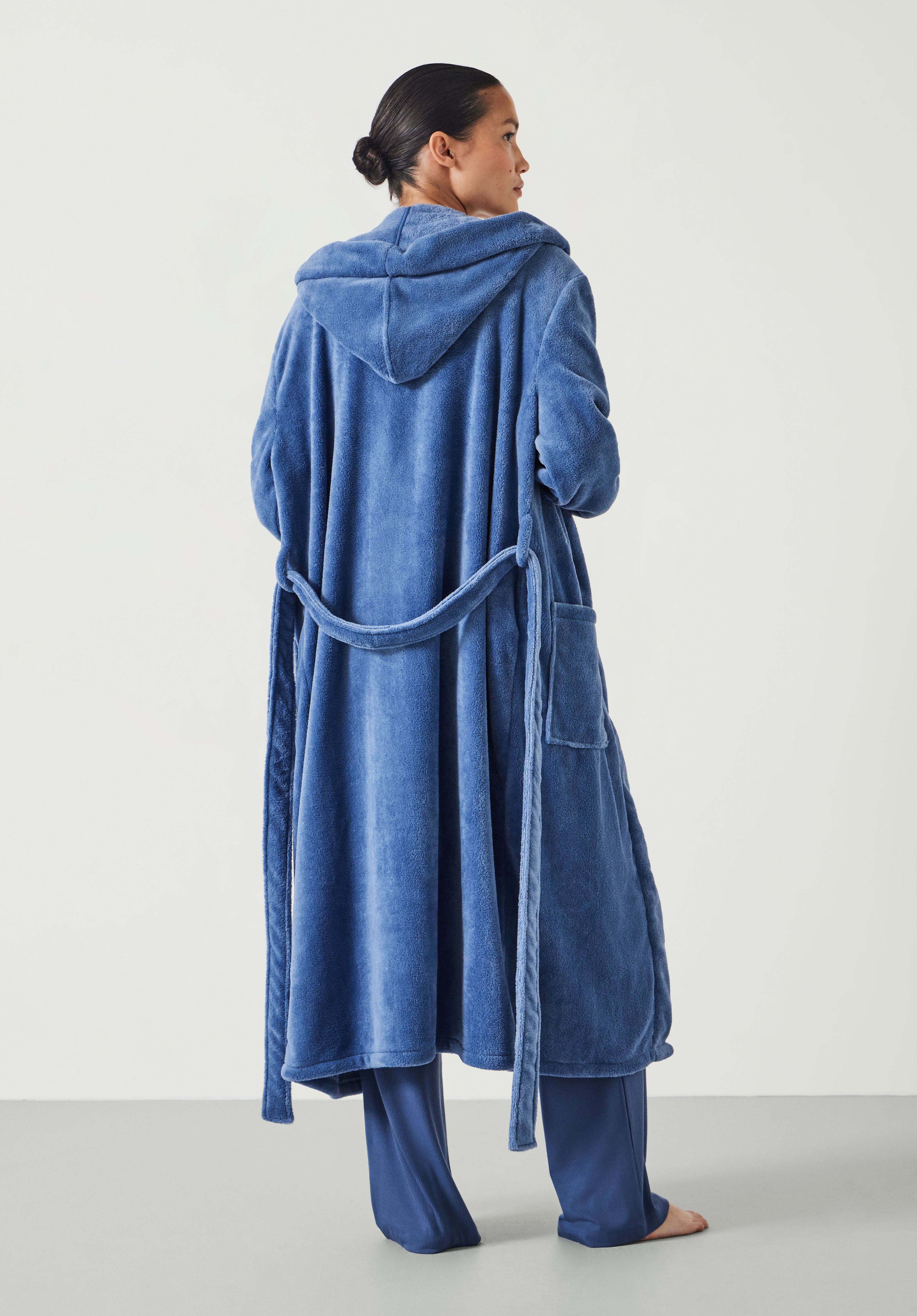 Hooded long dressing gown womens outlet