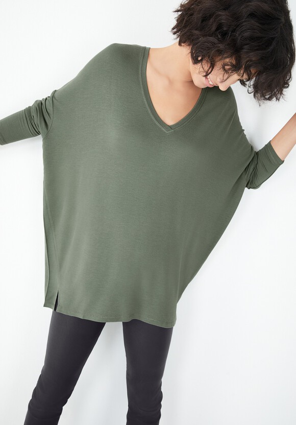 V Neck Wide Jersey Top 