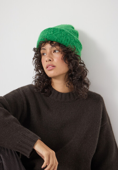 Alpaca-Blend Ribbed Beanie